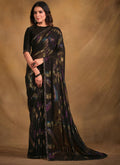 Black Zari Jacquard Print Designer Saree with Unstitched Blouse - Norita Mahitha | Grocsy