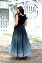 Jyoti Fashion Women's Black Sequins Embroidery Faux Blooming Anarkali Dress | Grocsy