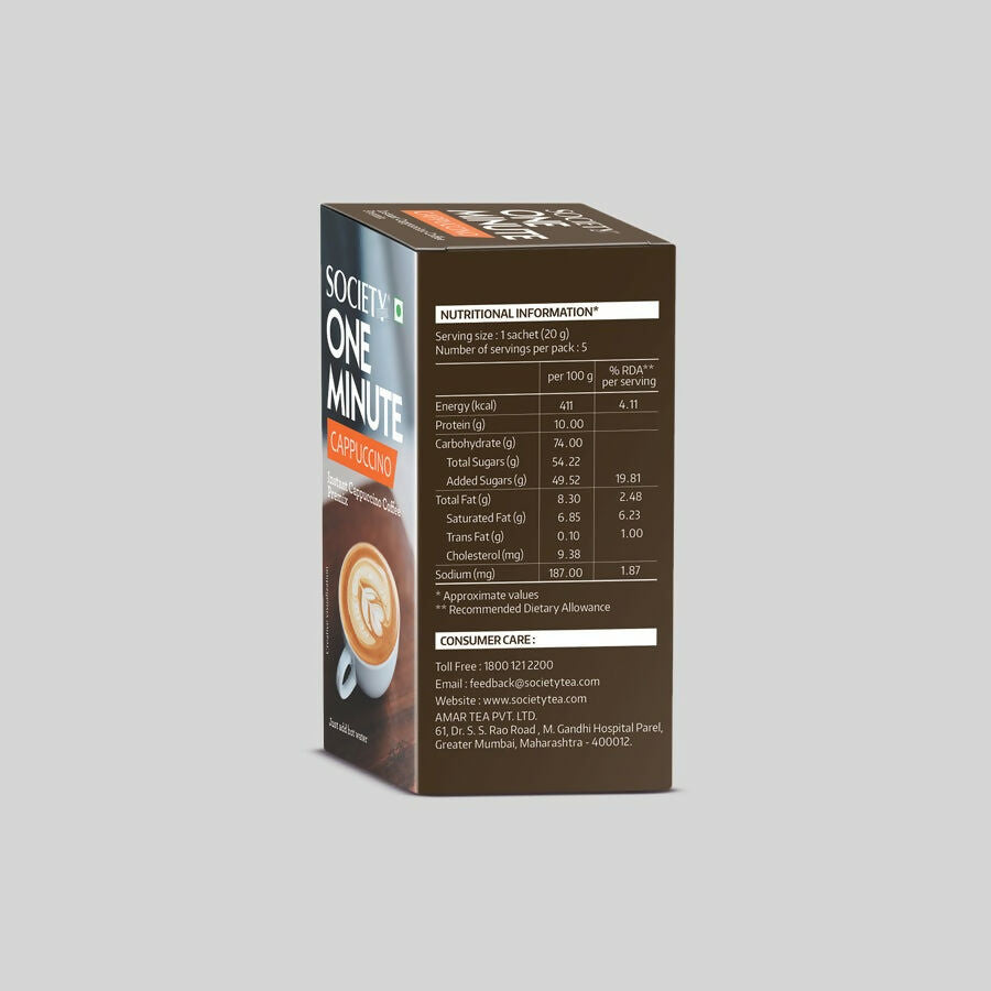 Society One Minute Cappuccino Coffee Premix | Grocsy