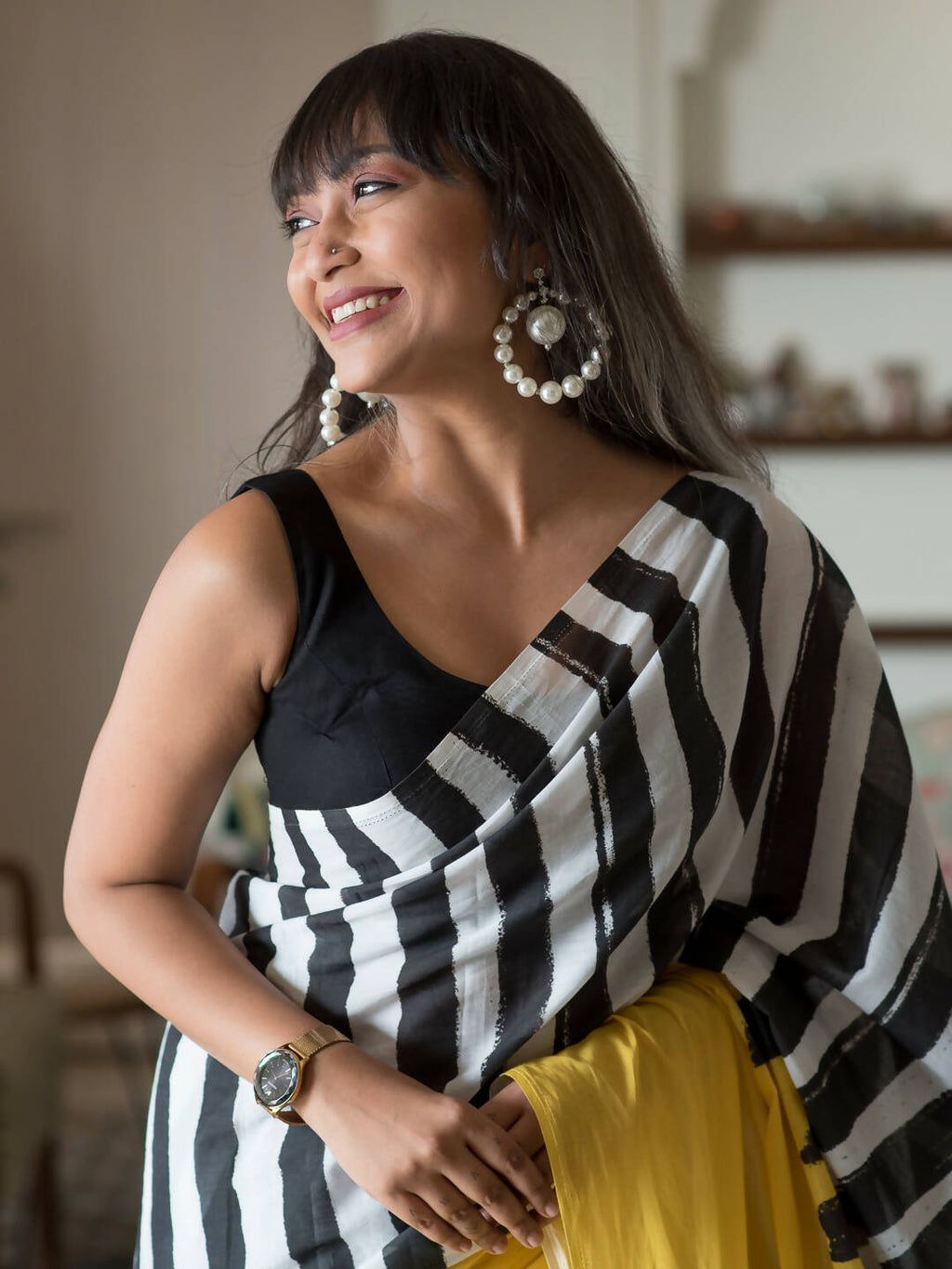 Suta Multi Color Striped Pure Cotton Saree | Grocsy