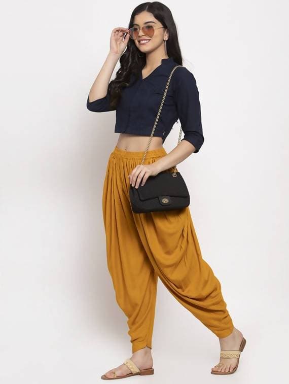 Cheera Women’s Mustard Dhoti Pant CH09D | Grocsy