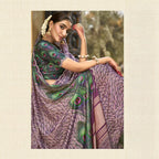 Purple Gajji Silk Diamond With Handwork Saree With Unstitched Blouse - Norita Gajri | Grocsy