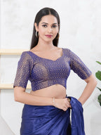 Joban Fashion Royal-Blue Tissue Elbow Sleeveless Back Open Blouse | Grocsy