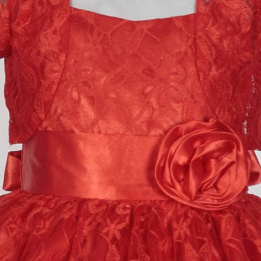 Asmaani Baby Girl's Red Colour Satin A-Line Maxi Full Length Dress (AS-DRESS-22157) | Grocsy