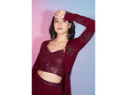 Red Georgette Sequence With Thread Designer Co-Ord Set - Flory | Grocsy