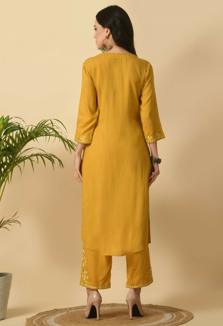 Joban Fashion Mustard Cotton Rayon Kurta Set | Grocsy