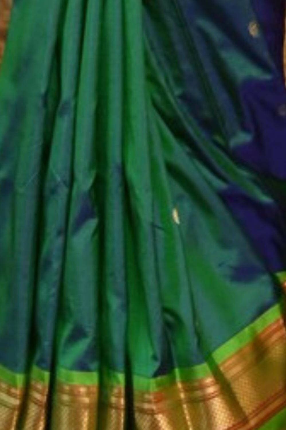 Very Much Indian Pure Silk Paithani - Dual Tone Blue Green | Grocsy