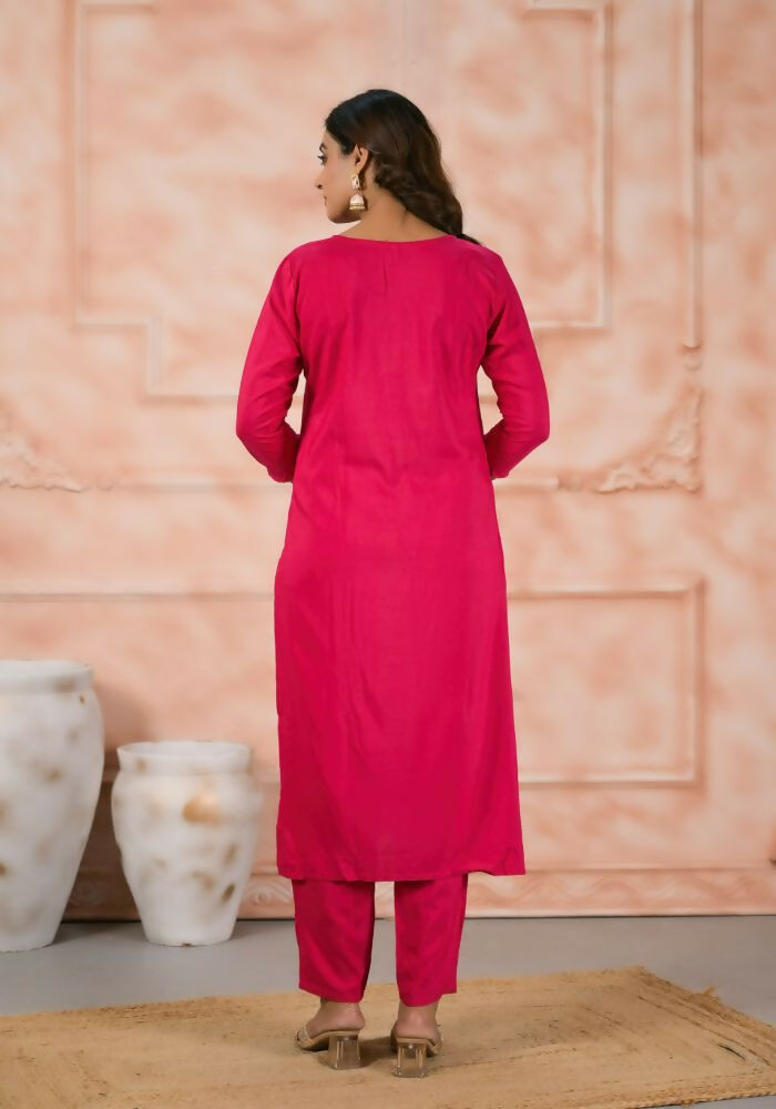 Ethnic Festive Wear Viscose Pink Stitched Suit With Dupatta - Anbazaar | Grocsy