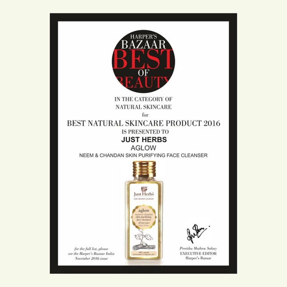 Just Herbs Aglow Neem & Chandan Skin Purifying Face Cleanser | Grocsy