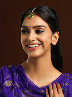 Ruby Raang Green Tear Drop Green Meenakari Maang Tikka | Grocsy