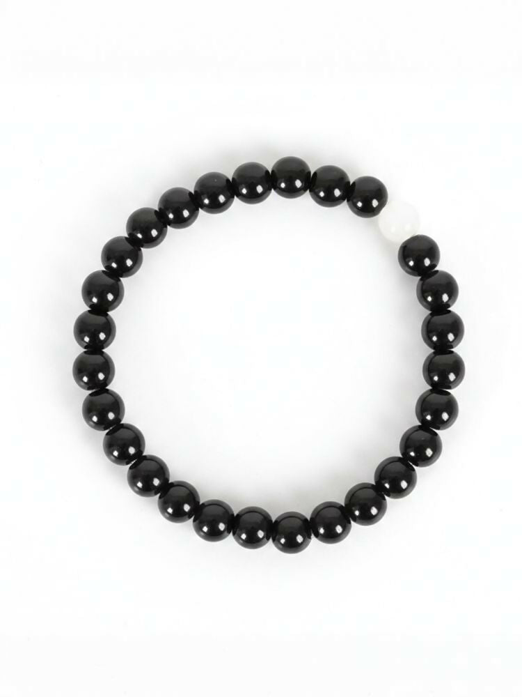 NVR Set of 3 Black & White crystal beaded Bracelet for Men & Women | Grocsy