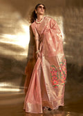 Peach Handwoven Tissue Fabric Festive & Party Style Saree - Emponline | Grocsy