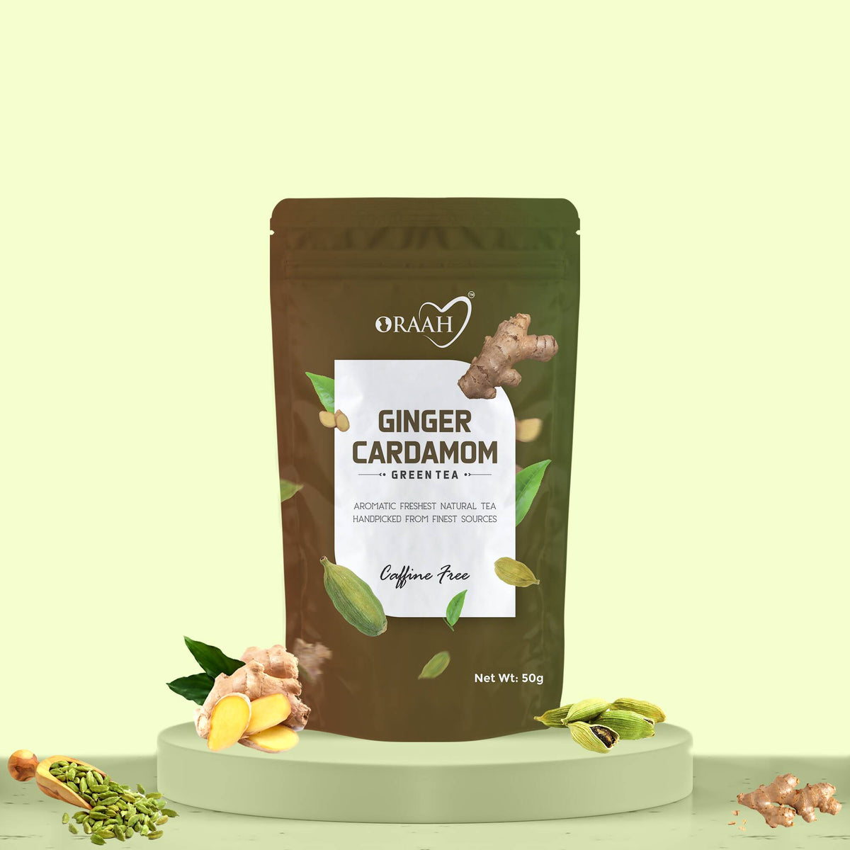 Oraah Ginger Cardamom Green Tea | Grocsy