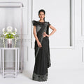 Black Fancy Lycra Handwork Shoulder Butta Saree - Mohmanthan Izzara | Grocsy