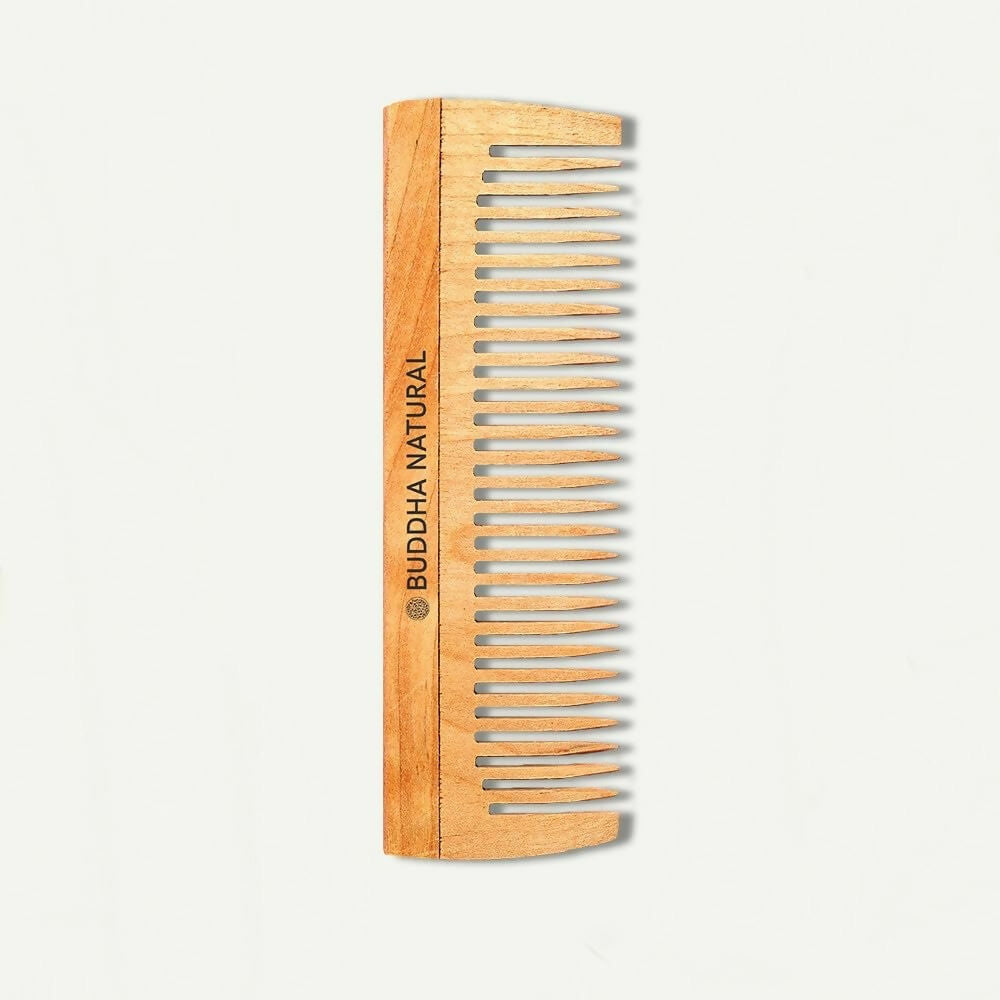 Buddha Natural Baby Wide Tooth Comb - Kacchi Neem Wood Comb | Grocsy