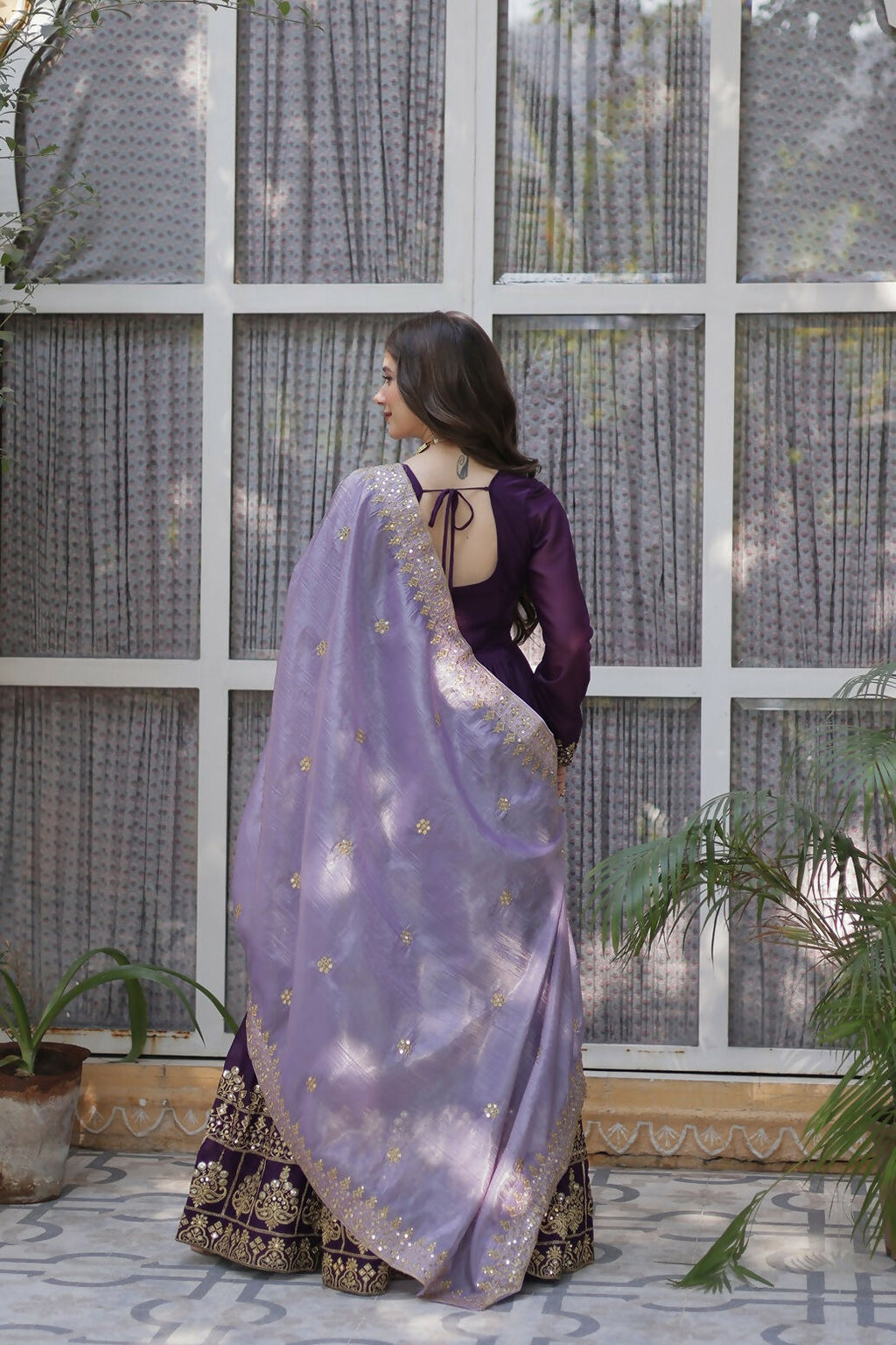 Joban Fashion Purple Georgette Sequence Embroidery Work Kurta Set | Grocsy