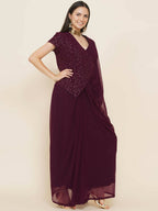 Women Republic Bronze Georgette Jacket With Skirt | Grocsy