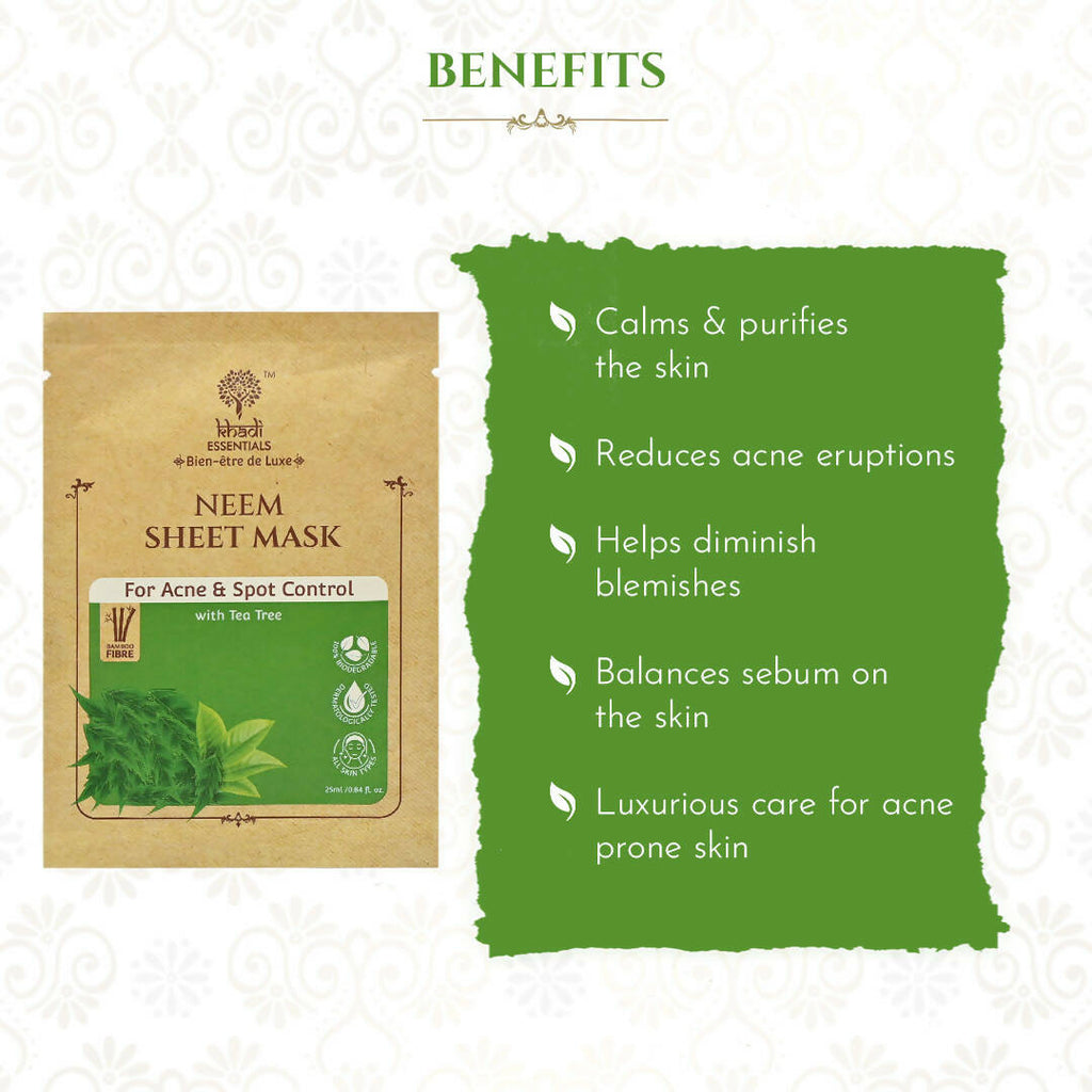 Khadi Essentials Neem Serum Sheet Mask | Grocsy