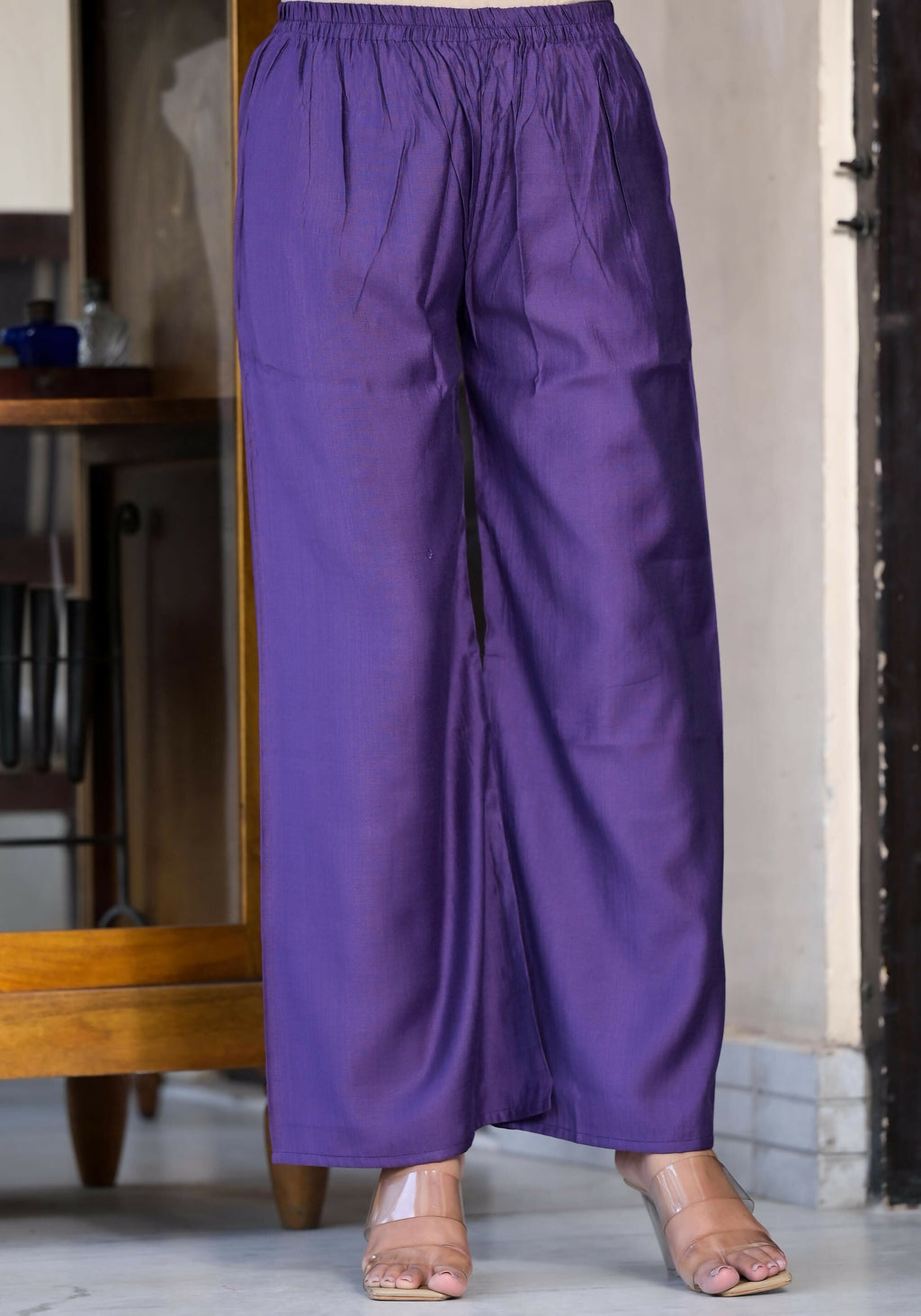 Juniper Women's Purple Zari Embroidered Cotton Kurta Set With Button Closure | Grocsy