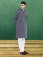 Even Apparels Men's Pure Cotton Grey Striped Kurta | Grocsy