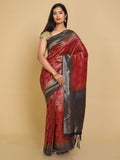 Kalamandir Ethnic Motifs Maroon Silk Blend Saree | Grocsy