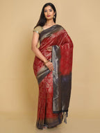 Kalamandir Ethnic Motifs Maroon Silk Blend Saree | Grocsy
