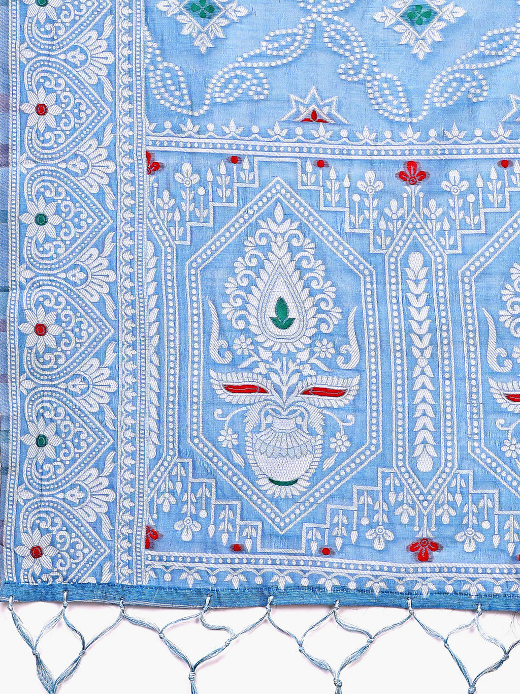 Shree Shyam Fashion Pankhuri Sky Blue Linen Cotton Saree | Grocsy
