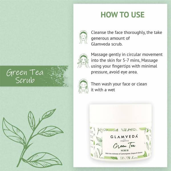 Glamveda Green Tea Recharge & Renew Scrub | Grocsy