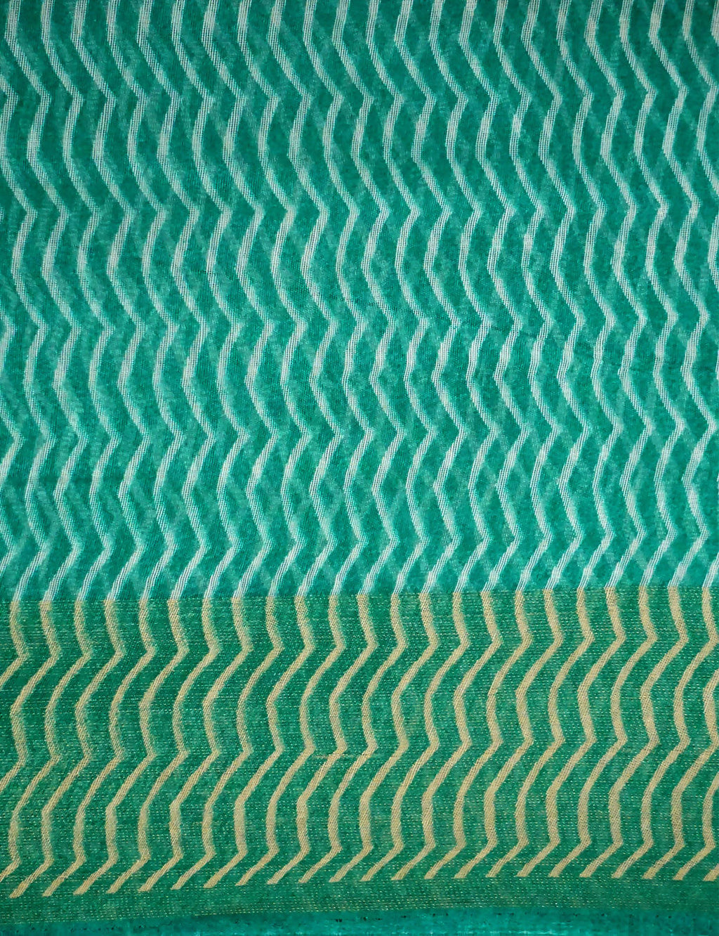 Shades Of Leaf Green With Lehariya Design Semi Chanderi Saree By Gayathri Reddy Designer Studio | Grocsy