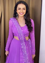 Jyoti Fashion Beautiful Lavender Sequence with Thread Embroidery work Faux Georgette Lehenga Choli with Dupatta | Grocsy