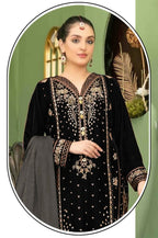 Anaita Black Velvet Suit with Embroidery Sequence Work | Grocsy