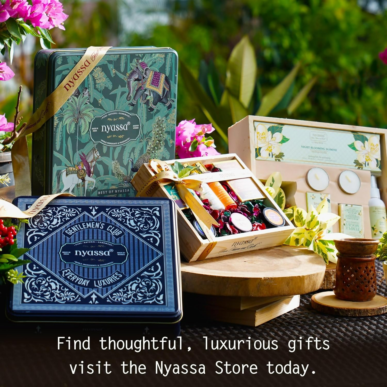 Nyassa Premium Bath and Body Treats Wooden Gift Set Kit | Grocsy