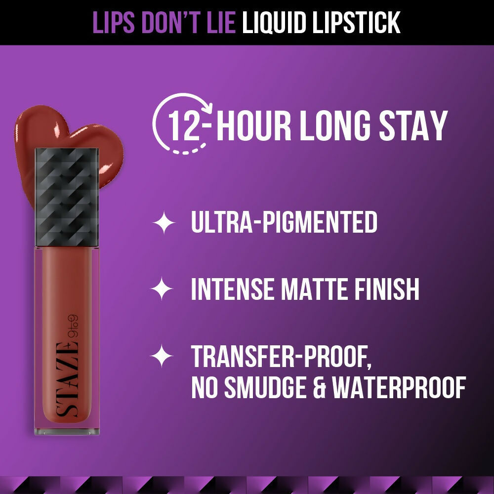 Staze 9to9 Lips Don't Lie Matte + Transferproof Liquid Lipstick - 05 Cocoa Crush | Grocsy