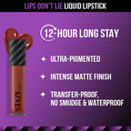 Staze 9to9 Lips Don't Lie Matte + Transferproof Liquid Lipstick - 05 Cocoa Crush | Grocsy