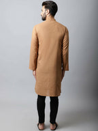Even Apparels Brown Color Pure Cotton Men's Kurta With Band Collar (CHK1200) | Grocsy