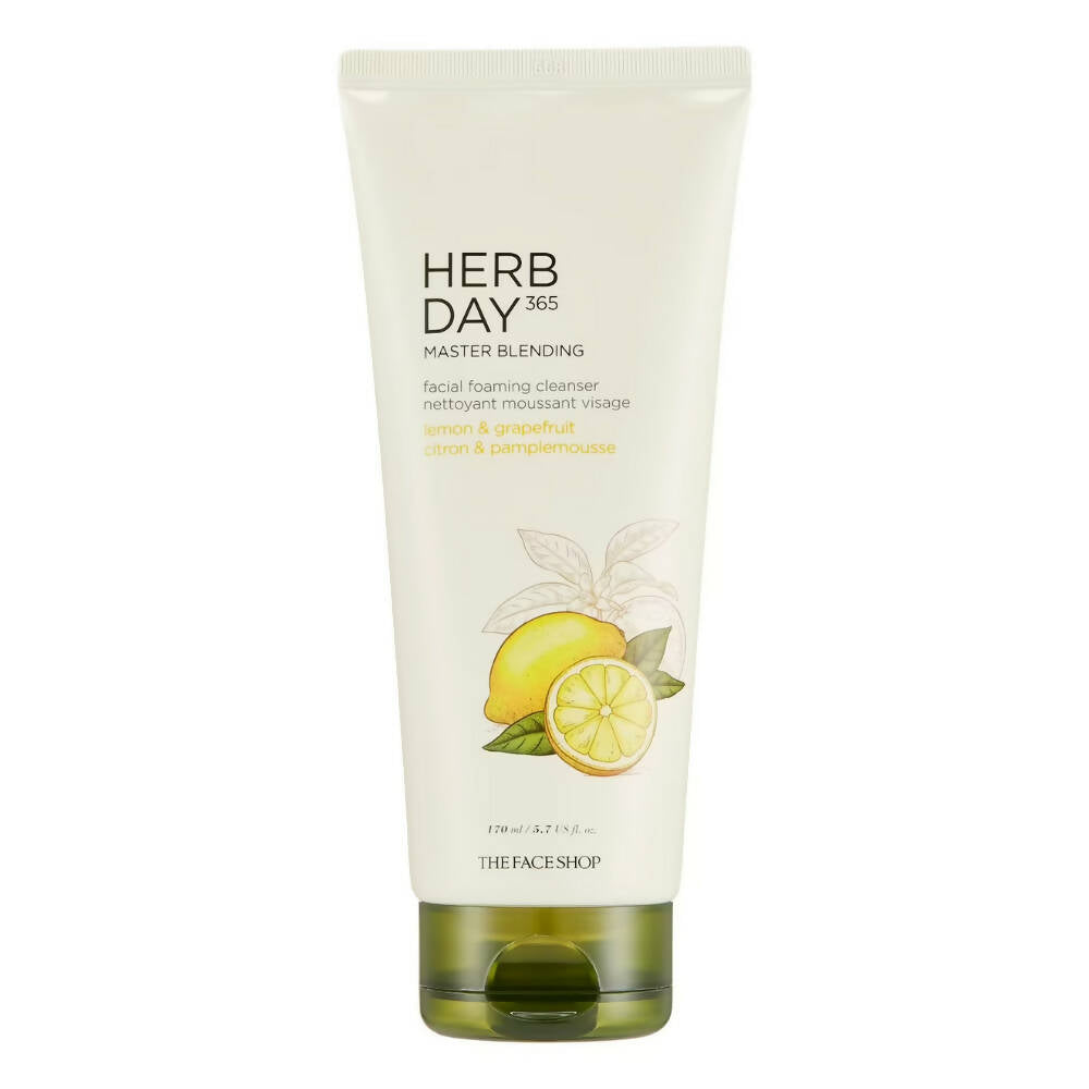 The Face Shop Herb Day 365 Master Blending Foaming Cleanser-Lemon & Grapefruit - Korean Skincare | Grocsy