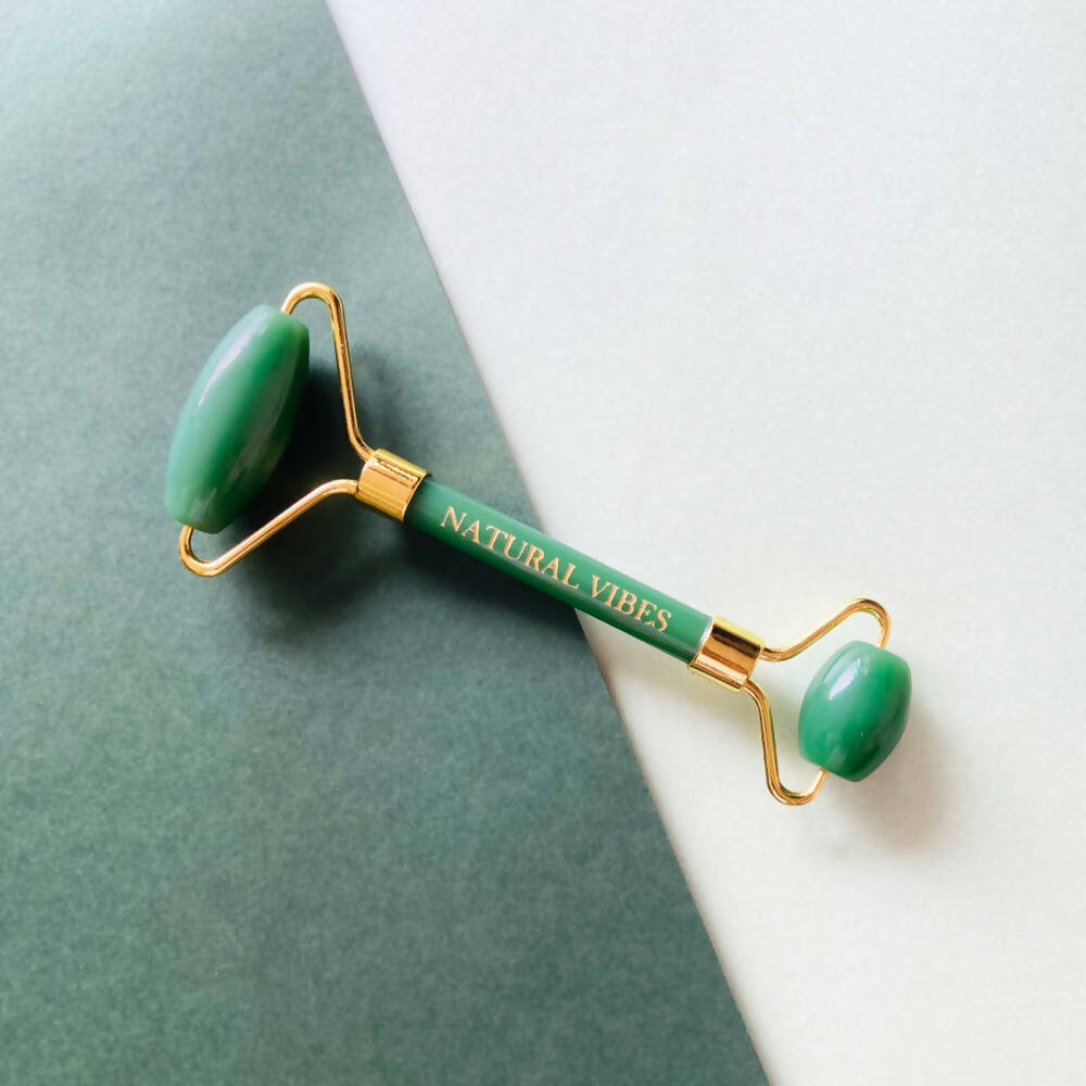 Natural Vibes Jade Roller & Massager with Free Gold Beauty Elixir Oil | Grocsy