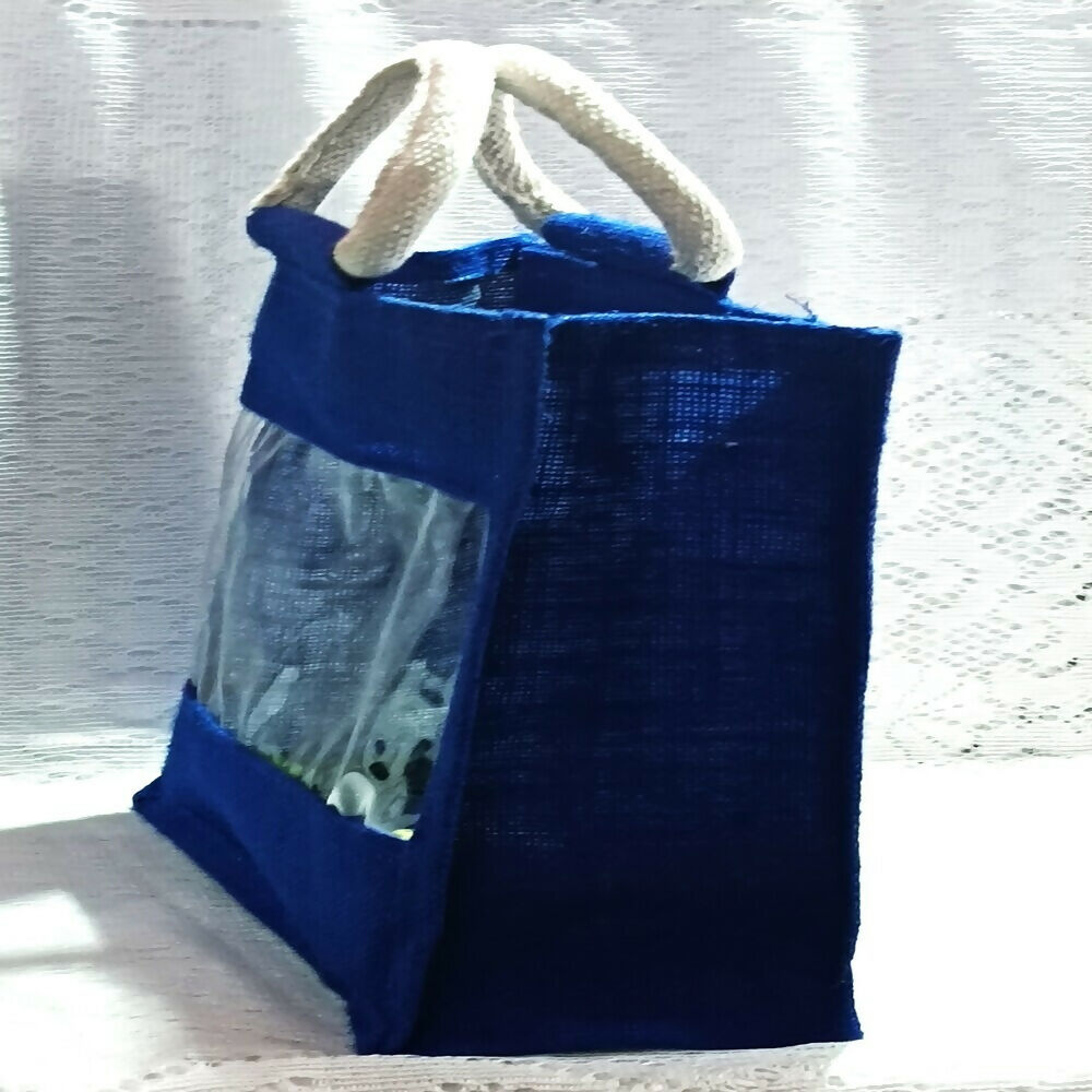 Jute Blue Transpaent Bags Simple, Casual & Very Handy | Grocsy