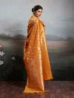 Shree Shyam Fashion Orange Silk Blend Saree | Grocsy