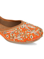 Desi Colour Women Indian Ethnic Footwear-Orange Dabka | Grocsy