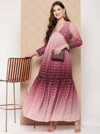Ahalyaa Women's Traditional wear Ethnic Dress - Burgundy | Grocsy