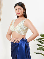 Joban Fashion Gold Sequins Padded Blouse With V Neck Sleeveless | Grocsy