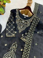 Teeya Creation Black Color Gimmychu Silk Embroidery Work Wedding Wear Salwar Suit | Grocsy