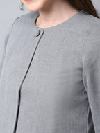 Even Apparels Grey Polywool Open Front Statement Women's Jacket | Grocsy