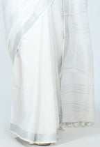 Mominos Fashion Moeza Bhagalpuri Handloom Silk White Saree | Grocsy
