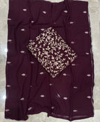 KC Purple Straight Suit For Women Georgette Fabric | Grocsy