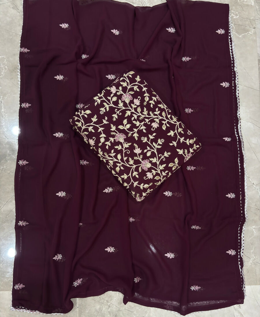 KC Purple Straight Suit For Women Georgette Fabric | Grocsy