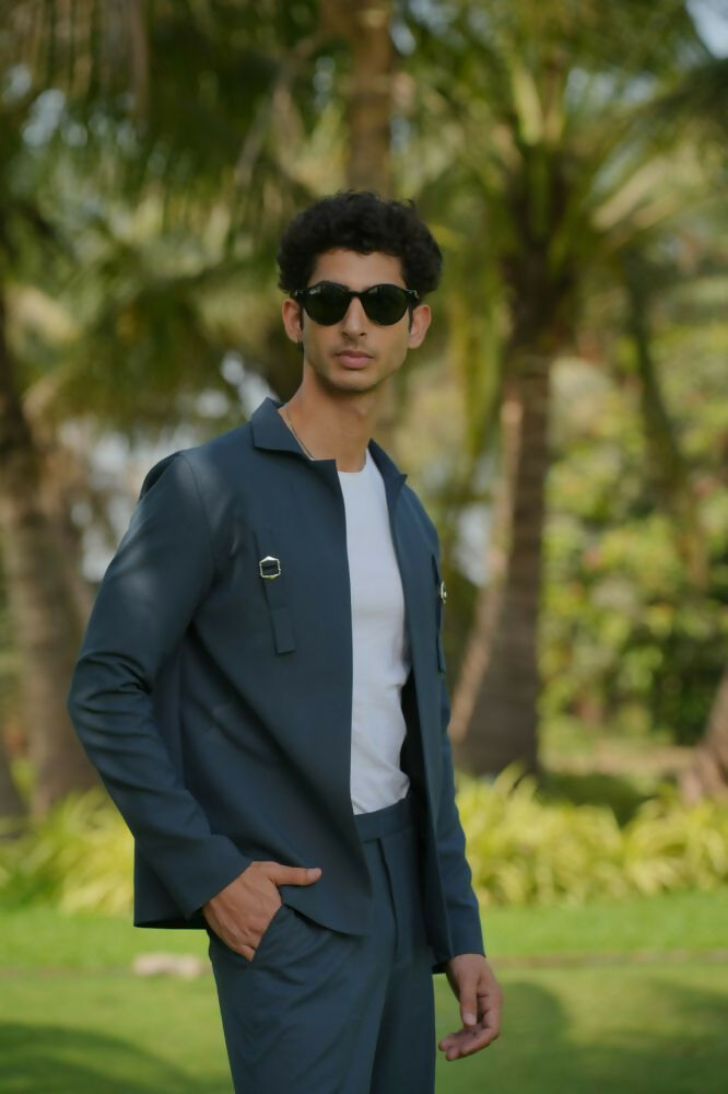 Gridon Dark Greish Shacket by Hilo Design | Grocsy