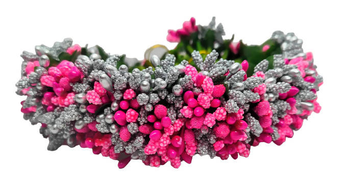 Pink & Silver Pollens Bridal Hair Gajra | Grocsy