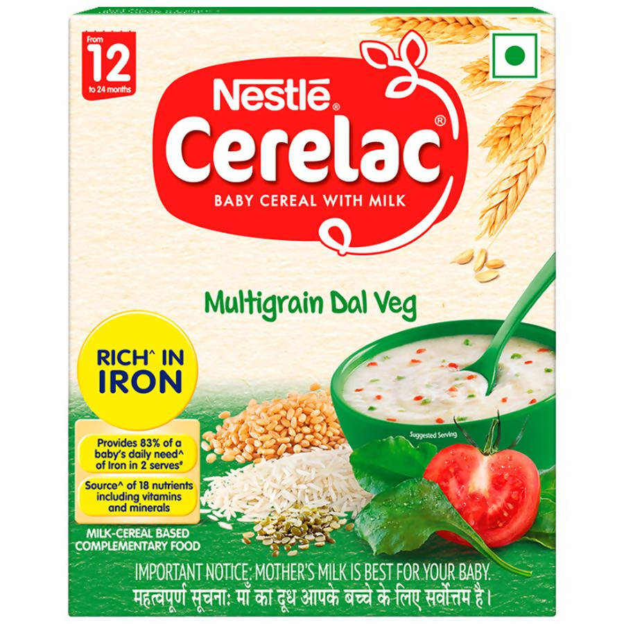 Nestle Cerelac Baby Cereal with Milk, Multigrain Dal Veg 12 Months | Grocsy